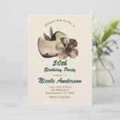 ヴィンテージ トロピカル ココナッツ & ハイビスカスの招待状 招待状 (スタンド正面)