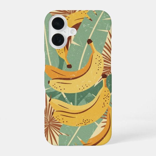 ヴィンテージ・トロピカル・バナナ柄 iPhone 16ケース (裏面)