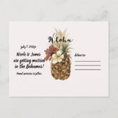 ヴィンテージ トロピカル パイナップル ハイビスカス セーブ・ザ・デート 案内ポストカード (裏面)