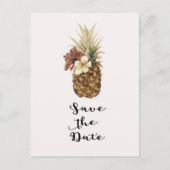 ヴィンテージ トロピカル パイナップル ハイビスカス セーブ・ザ・デート 案内ポストカード (正面)