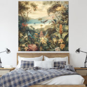 ヴィンテージ トロピカル ボタニカル パラダイス アート |  キャンバスプリント (インサイチュ (寝室))