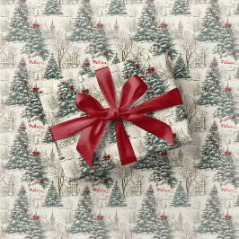 ヴィンテージ トワル ラッピングペーパー クリスマス