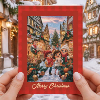 ヴィンテージ ドイツのクリスマスマーケット シーズンカード