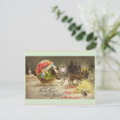 ヴィンテージ ドイツの新年エルフ キノコ ポストカード (スタンド正面)