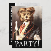 ヴィンテージ·ドッグ·バトラー·サービング·シャンパン 招待状 (正面/裏面)