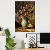 ヴィンテージ ドライフラワー 花瓶 静物画 ポスター (ホームオフィス)