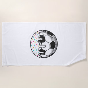 ヴィンテージ ドリップ アイシング サッカー ボール Tシャツ (2)_1 ビーチタオル