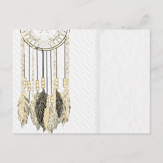 ヴィンテージ ドリームキャッチャー テクスチャー 結婚式 招待状 (正面)