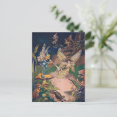 ヴィンテージ – ナイトガーデンに住む妖精と小妖精や小人 ポストカード (スタンド正面)