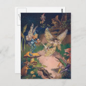 ヴィンテージ – ナイトガーデンに住む妖精と小妖精や小人 ポストカード (正面/裏面)