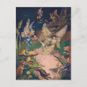 ヴィンテージ – ナイトガーデンに住む妖精と小妖精や小人 ポストカード (正面)
