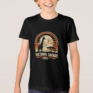 ヴィンテージ ナイトサファリ キリン 月 野生 デザイン トライブレンドＴシャツ