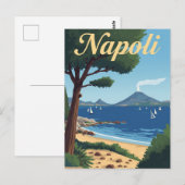 ヴィンテージ ナポリ イタリア 旅行 - ヴェスヴィオ火山の景色 ポストカード (正面/裏面)