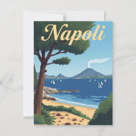 ヴィンテージ ナポリ イタリア 旅行 - ヴェスヴィオ火山の景色 ポストカード