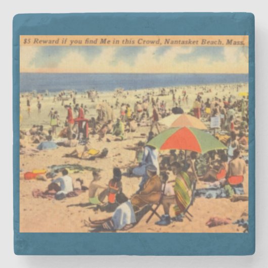 ヴィンテージ・ナンタセット・ビーチ、マサチューセッツ ストーンコースター (正面)