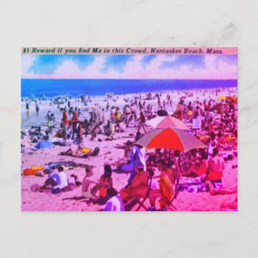 ヴィンテージ・ナンタセット・ビーチ、マサチューセッツ ポストカード (正面)