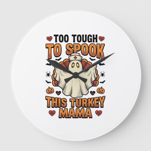 ヴィンテージ ナース ゴーストのハロウィンTシャツ 七面鳥ママ ラージ壁時計 (正面)