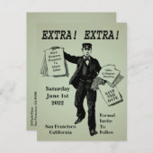 ヴィンテージ・ニュース・ウェディング・セーブ・ザ・デート 案内ポストカード (正面/裏面)