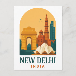 ヴィンテージ ニューデリー インド 旅行 – レトロ シーズンポストカード
