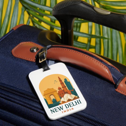 ヴィンテージ ニューデリー インド 旅行 – レトロ ラゲッジタグ (正面インサイチュ1)