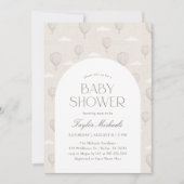 ヴィンテージ ニュートラル ホットエアバルーン ベビーシャワー 招待状 (正面)