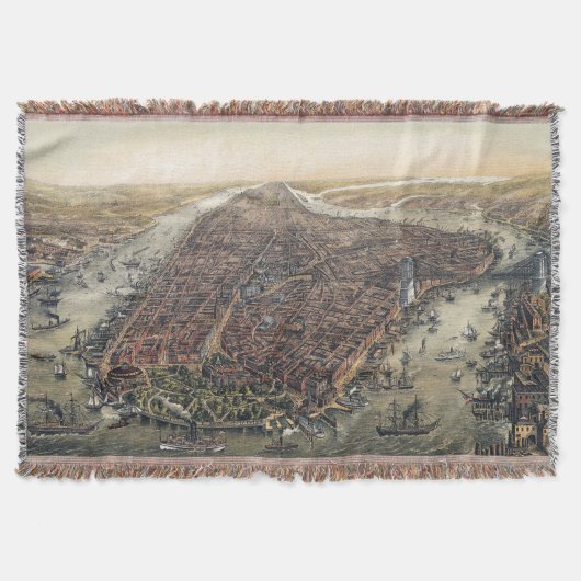 ヴィンテージ ニューヨークシティ, マンハッタン, ブルックリンブリッジ スローブランケット (正面)