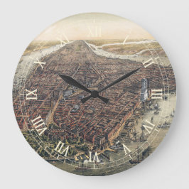 ヴィンテージ ニューヨークシティ、マンハッタン、ブルックリンブリッジ ラージ壁時計