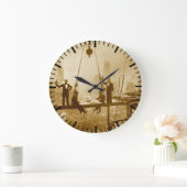 ヴィンテージ ニューヨークシティ 鉄骨作業員のお昼休み ラージ壁時計 (ホーム)