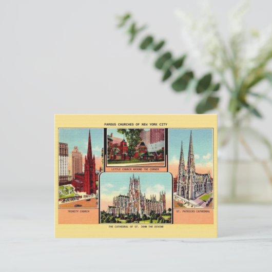 ヴィンテージ ニューヨーク市の有名な教会 ポストカード (スタンド正面)