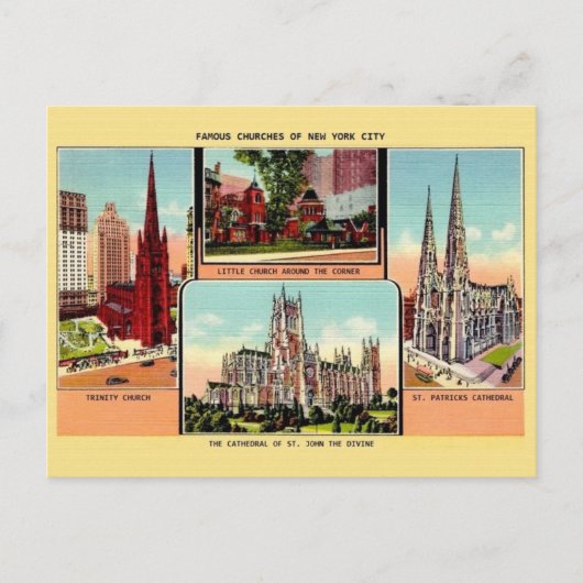 ヴィンテージ ニューヨーク市の有名な教会 ポストカード (正面)