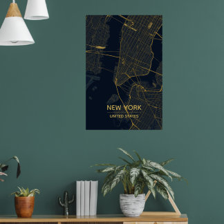 ヴィンテージ ニューヨーク市地図 アートプリント | NYC ポスター