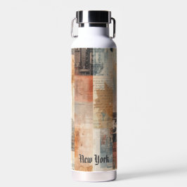 ヴィンテージ ニューヨーク アーバン コラージュ アート ウォーターボトル