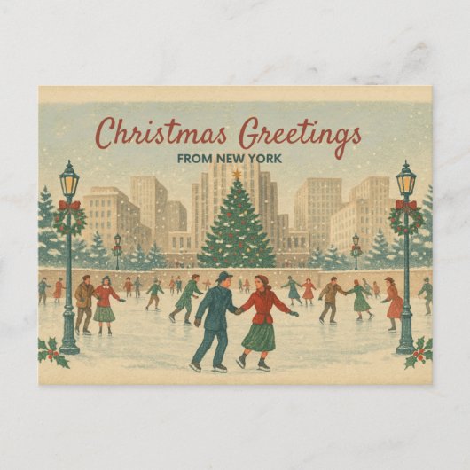 ヴィンテージ ニューヨーク クリスマスカード シーズンポストカード (正面)