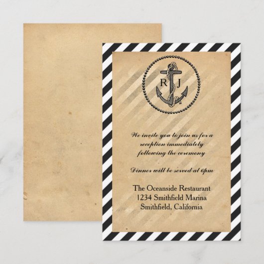 ヴィンテージ ネイティブ アンカー - レセプション インビテーション (正面/裏面)