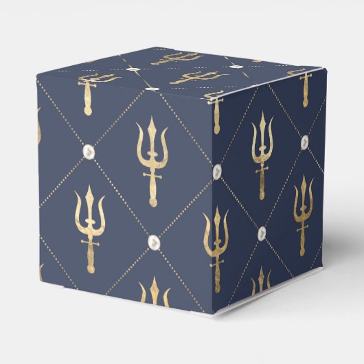 ヴィンテージ ネイビーブルーとゴールドの三叉槍 フェイバーボックス (裏面サイド)