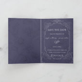 ヴィンテージ ネイビーブルー フラワー Save the Date 招待状 (内部)