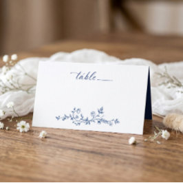 ヴィンテージ ネイビーブルー フランスの花柄 ヴィクトリア調の結婚式 プレイスカード