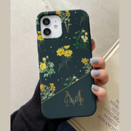 ヴィンテージ ネイビー オーダーメイド モノグラム フラワー 柄 Case-Mate iPhone 14ケース