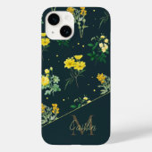 ヴィンテージ ネイビー オーダーメイド モノグラム フラワー 柄 Case-Mate iPhoneケース (裏面)