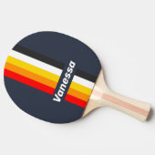 ヴィンテージ ネイビー ハーバー ピンストライプ 名前入り 卓球ラケット (横)