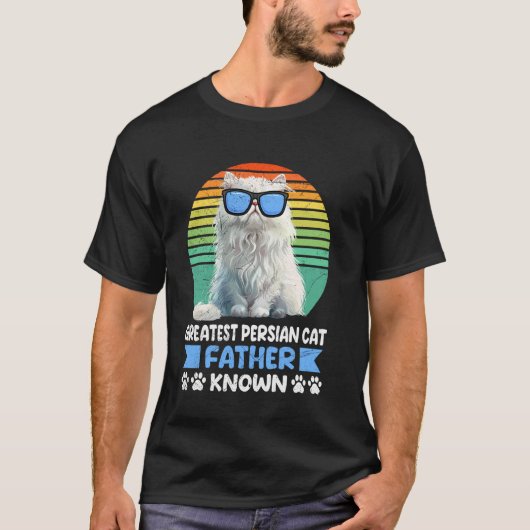 ヴィンテージ ネコのパパ 史上最高のペルシャ猫お父さん Tシャツ (正面)