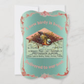 ヴィンテージ ネスト 鳥 赤ちゃんシャワー 招待状 (正面)