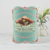 ヴィンテージ ネスト 鳥 赤ちゃんシャワー 招待状 (スタンド正面)