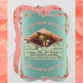 ヴィンテージ ネスト 鳥 赤ちゃんシャワー 招待状