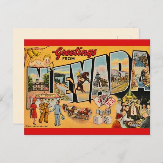 ヴィンテージ ネバダ州の挨拶 ポストカード (正面/裏面)