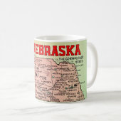 ヴィンテージ ネブラスカ州地図 コーヒーマグ コーヒーマグカップ (正面右)