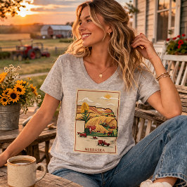 ヴィンテージ ネブラスカ ハートランドの農場の風景 Tシャツ