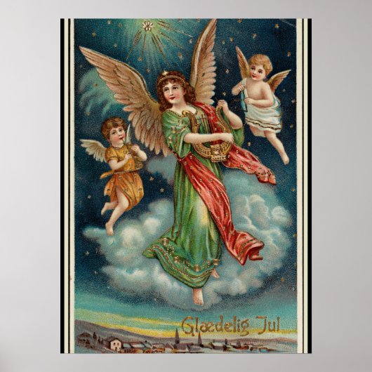 ヴィンテージ・ノルウェーの聖降誕祭の挨拶 ポスター (正面)