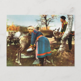 ヴィンテージ ノルウェー,  サンタジカの搾乳 ポストカード