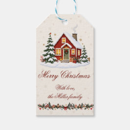 ヴィンテージ ノルディック クリスマスコテージ ホリデーパーティー ギフトタグ